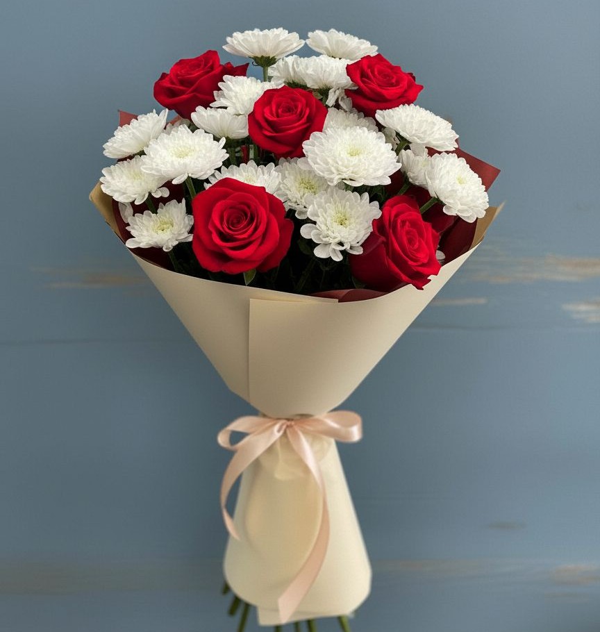 Букет цветов из: Розы и Хризантемы в Бурее