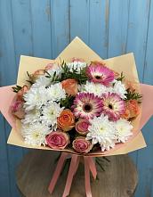 Букет цветов из:  Розы, Герберы и Хризантемы в Бурее