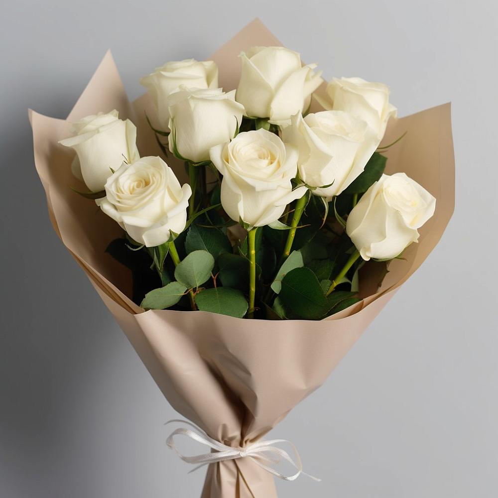 Букет 9 Белых роз Эдлесс Лав в Бурее