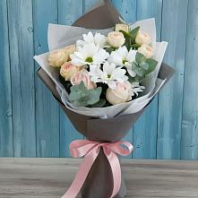 Букет цветов из:  Хризантемы и Розы #REPLACE_PRED# Бурее