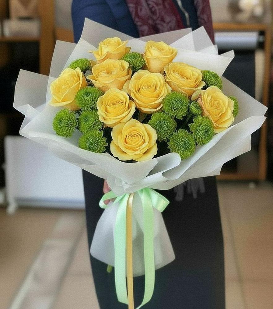 Букет цветов из: Хризантемы и Розы в Бурее