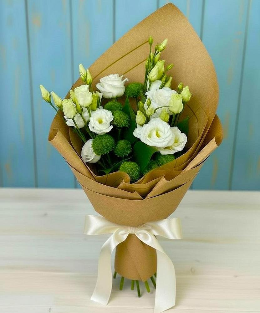 Букет цветов из: Хризантемы и Лизиантусы в Бурее