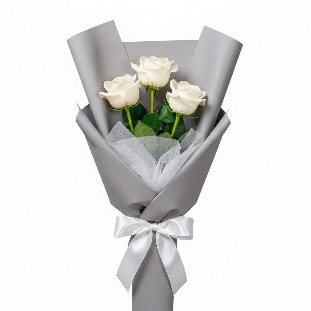 Букет 3 белые розы в Бурее