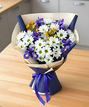 Букет цветов из:  Розы, Ирисы и Хризантемы #REPLACE_PRED# Бурее