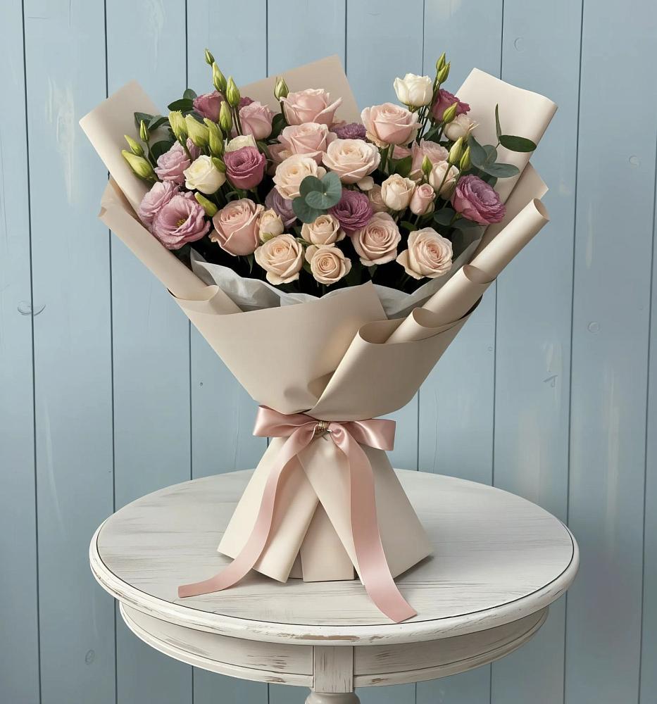 Букет цветов из: Розы и Лизиантусы в Бурее