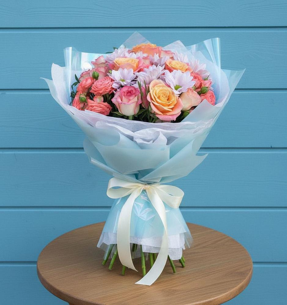 Букет цветов из: Хризантемы и Розы в Бурее