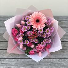 Букет цветов из:  Розы, Герберы и Хризантемы #REPLACE_PRED# Бурее