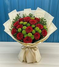 Букет цветов из:  Розы и Хризантемы #REPLACE_PRED# Бурее