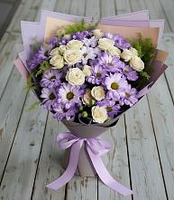 Букет цветов из:  Хризантемы и Розы #REPLACE_PRED# Бурее